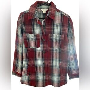 Christopher Banks Jacket Plaid Shacket Women Size Medium Red New W/ Tag Cotton
